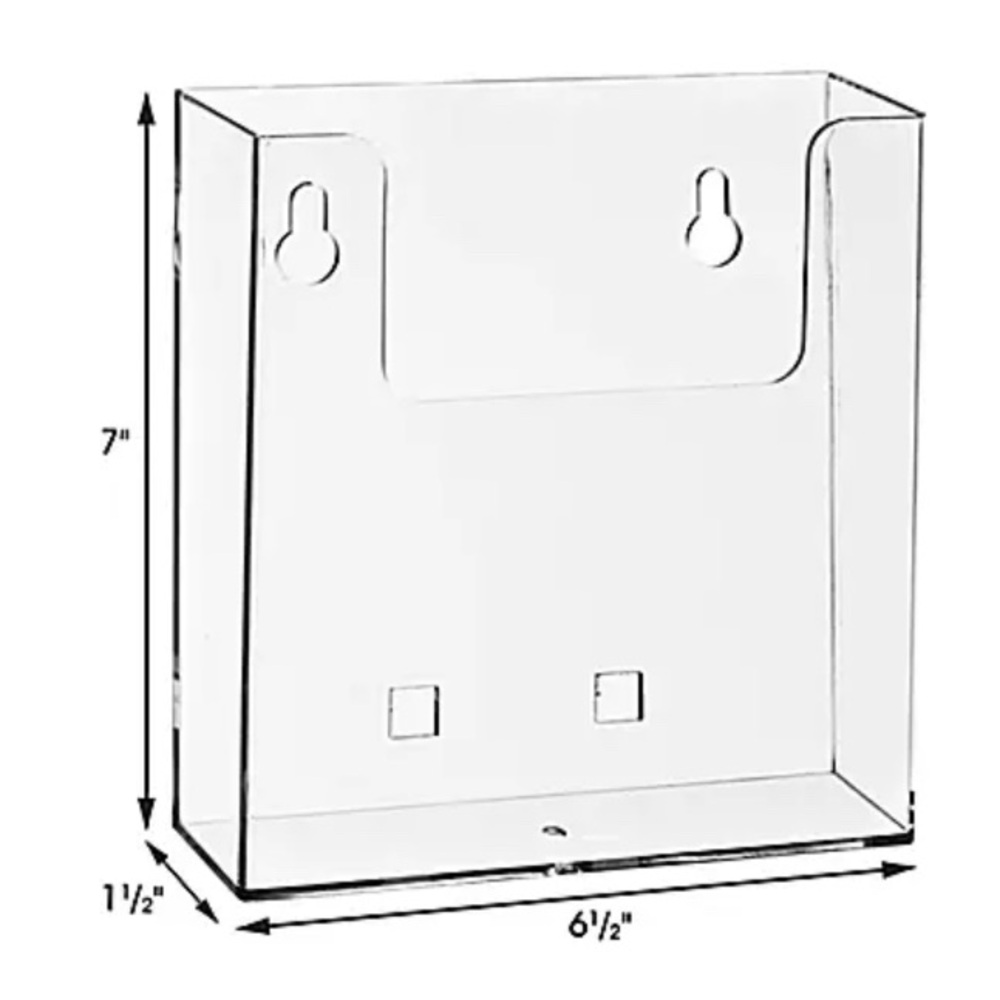 NWT 6-Slatwall Acrylic Brochure Holders Acrylic Booklet Hold  6 x 1 1⁄4 x 6 5⁄8"